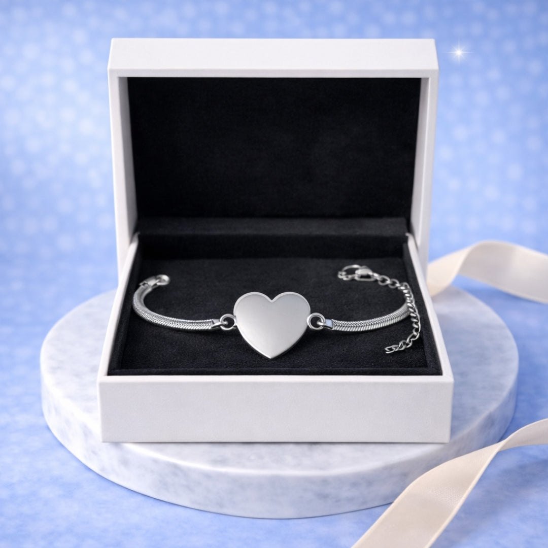 Pulsera Acero Corazón 20mm + Foto + Cajita Gratis 🌟