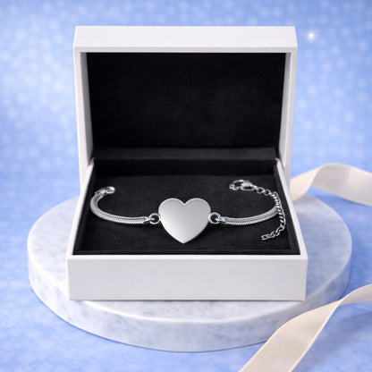 Pulsera Acero Corazón 20mm + Foto + Cajita Gratis 🌟