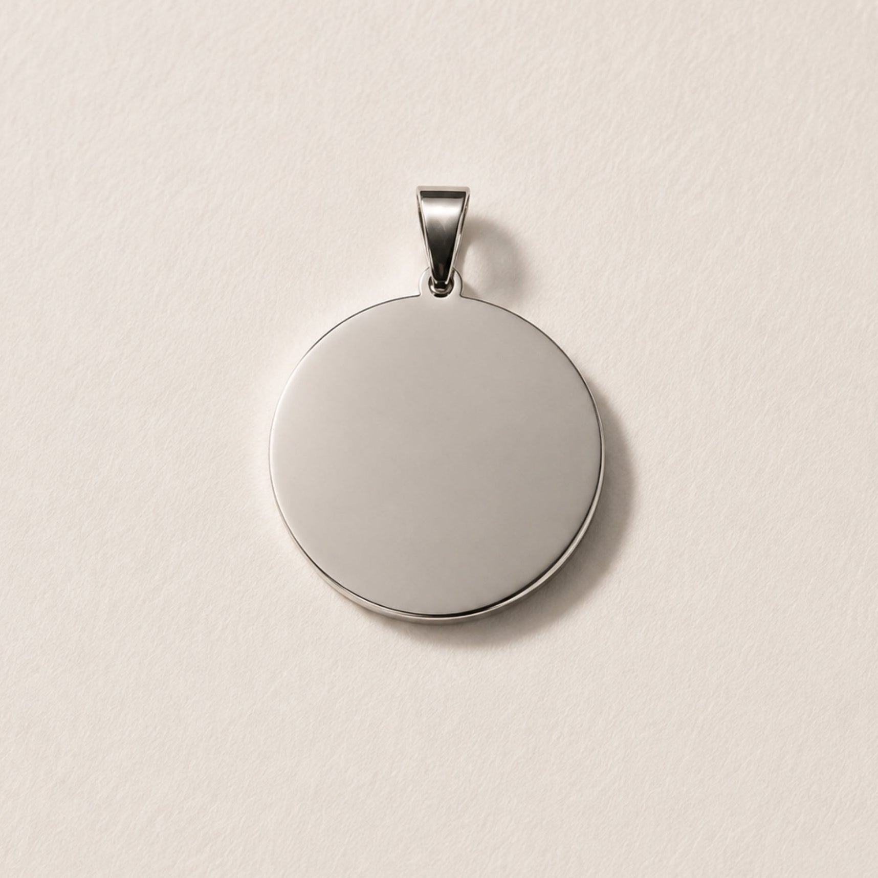 Dije Personalizado Circular Plateado 25 mm | Acero Quirúrgico