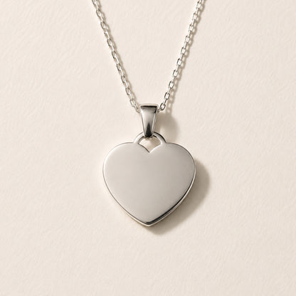 Collar Personalizado Corazón Plateado 25mm | Acero Quirúrgico