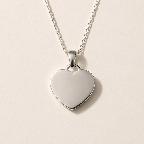 Collar Personalizado Corazón Plateado 25mm | Acero Quirúrgico