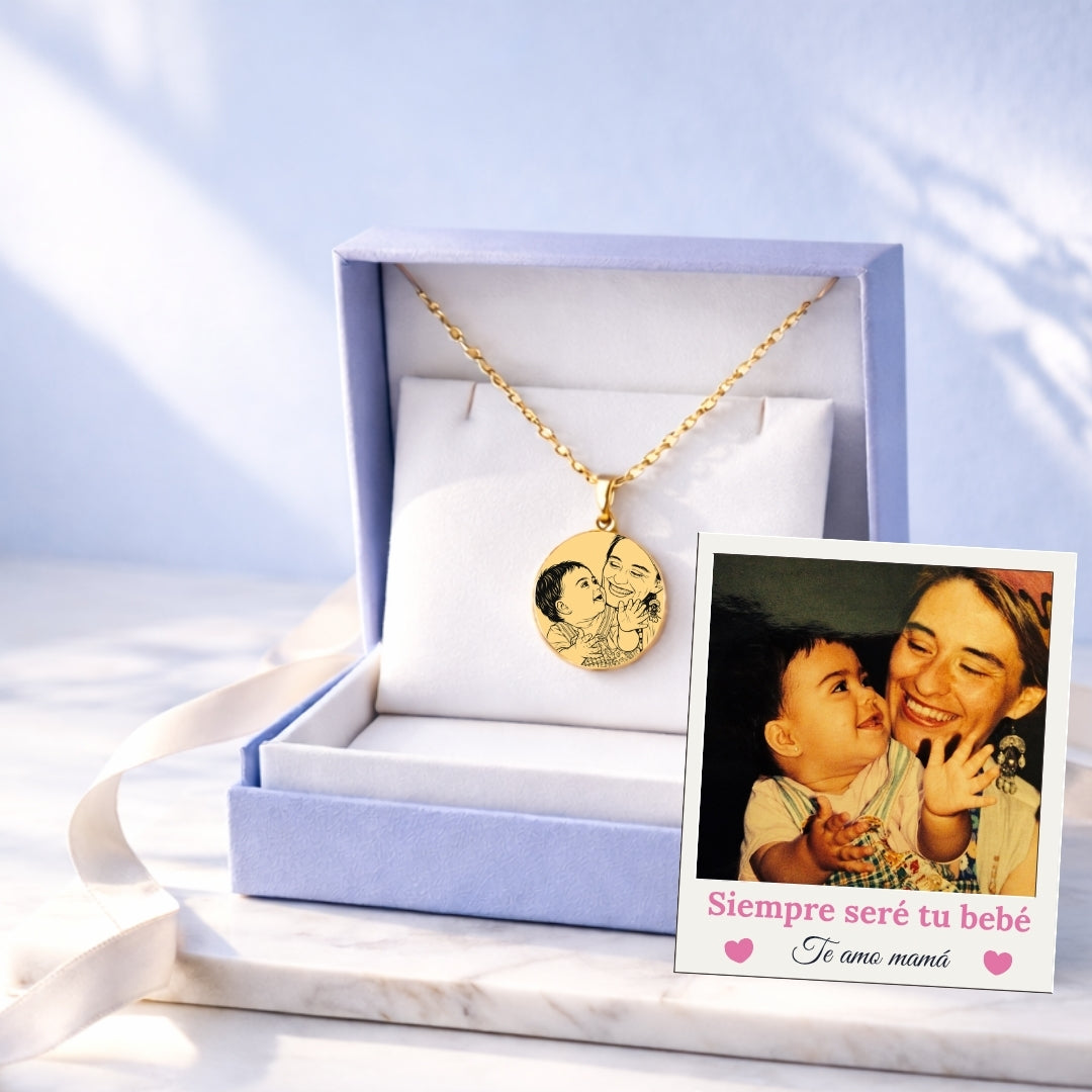 Collar Grabado + Foto Impresa + Cajita de Joya Gratis 🌟  | Te amo mamita 👭