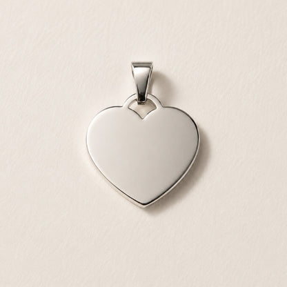 Dije Personalizado Corazón Plateado 25mm | Acero Quirúrgico