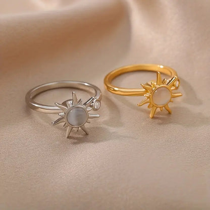 Anillo Sol Ópalo Giratorio