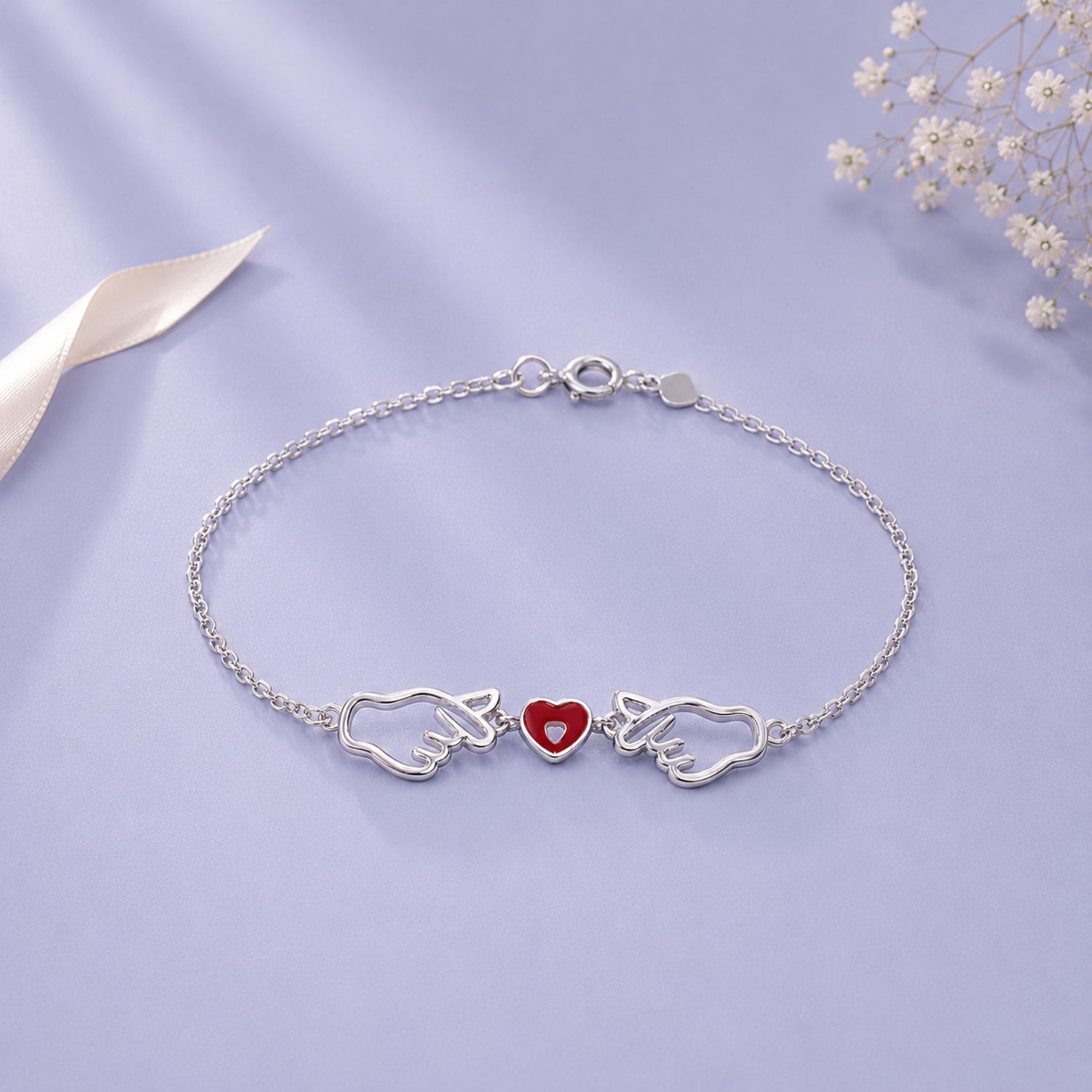Pulsera Corazón Coreano Plata 925