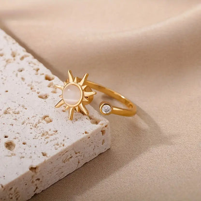 Anillo Sol Ópalo Giratorio