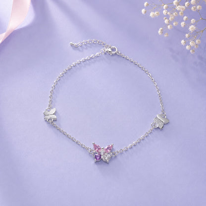 Pulsera Mariposas con Circonita Multicolor Plata 925
