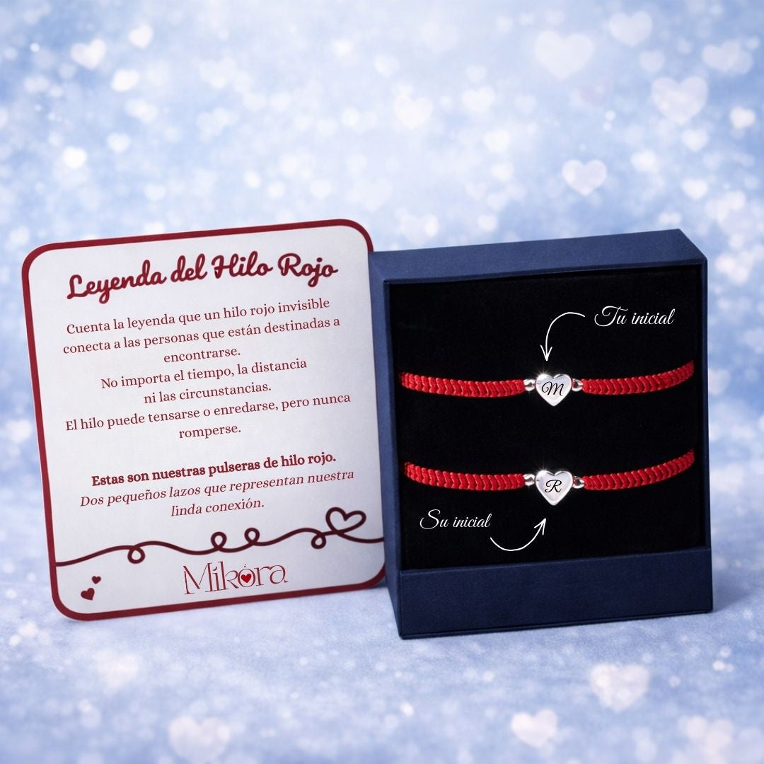 Pack 2 Pulseras Hilo Rojo Plata 925 Personalizadas