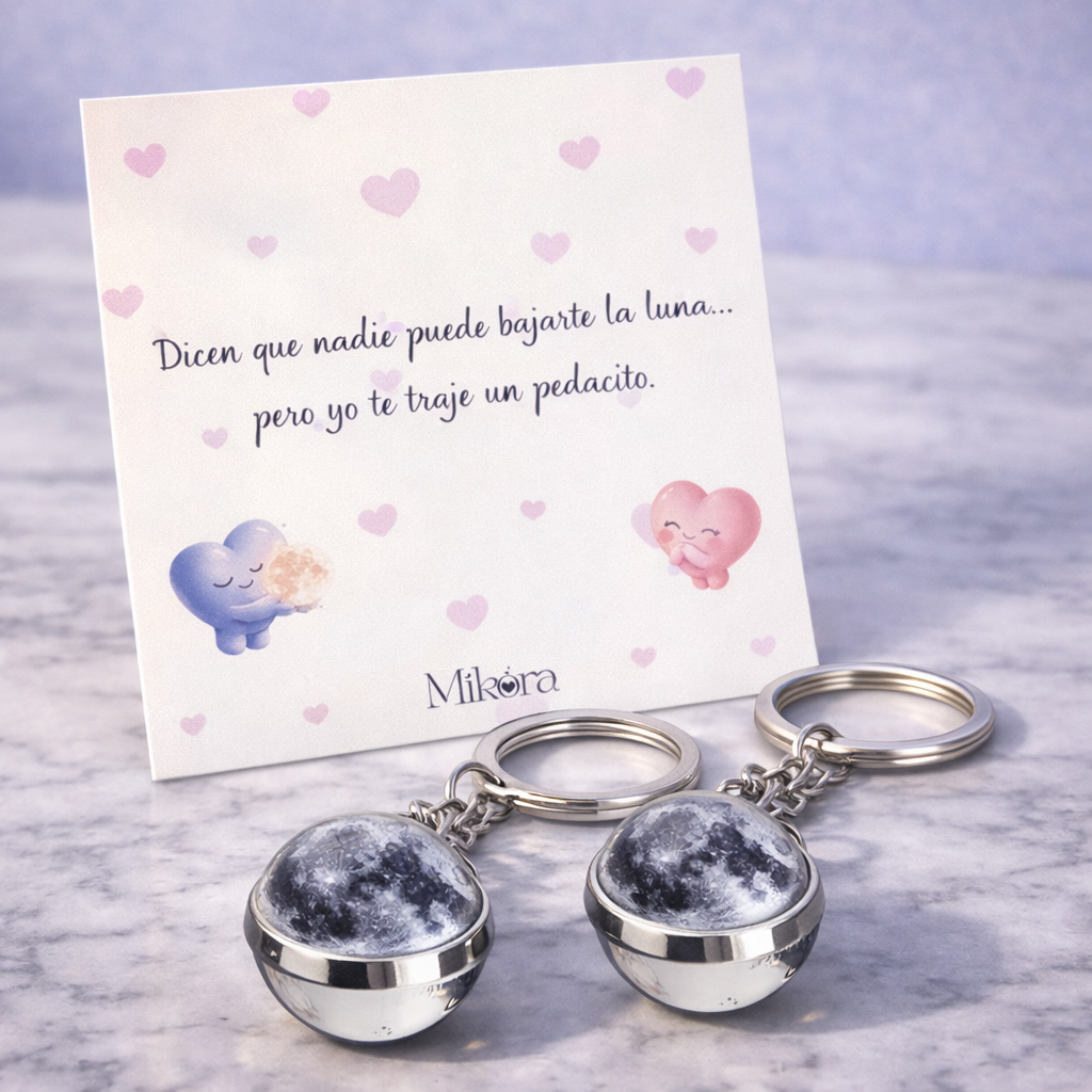 1+1 GRATIS 🎁 Pack 2 Llaveros Luna Luminosa | Para compartir con tu persona especial 🌝