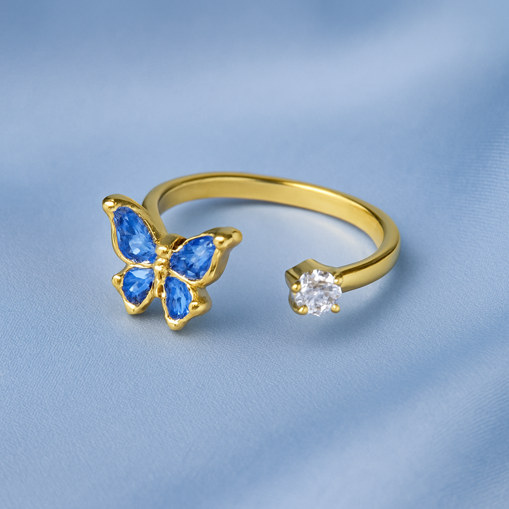 Anillo Mariposa Azul Giratoria Ajustable: Alivia tu estrés y ansiedad 🧘♀️