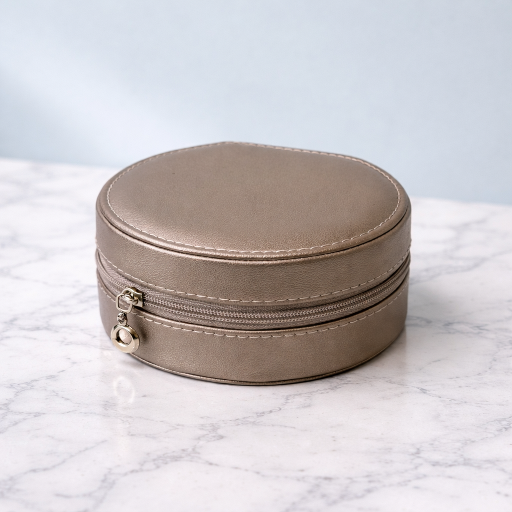 Joyero Circular Champagne | Elegancia Suave que Envuelve 🥂✨