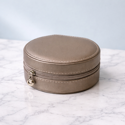 Joyero Circular Champagne | Elegancia Suave que Envuelve 🥂✨