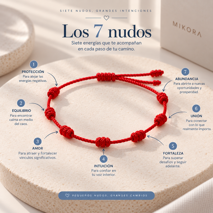 Pulsera Hilo Rojo 7 Nudos | Protección y Buena Energía