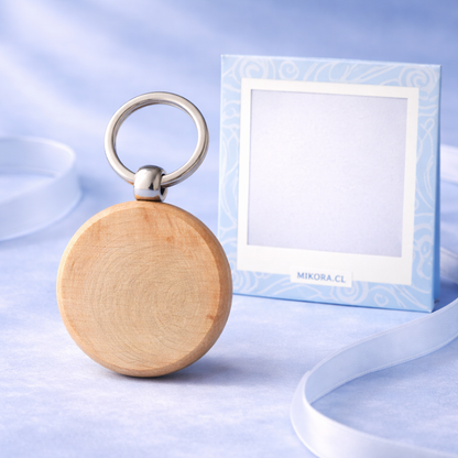 Llavero Madera Circular Personalizado + Foto Polaroid Gratis 🌟