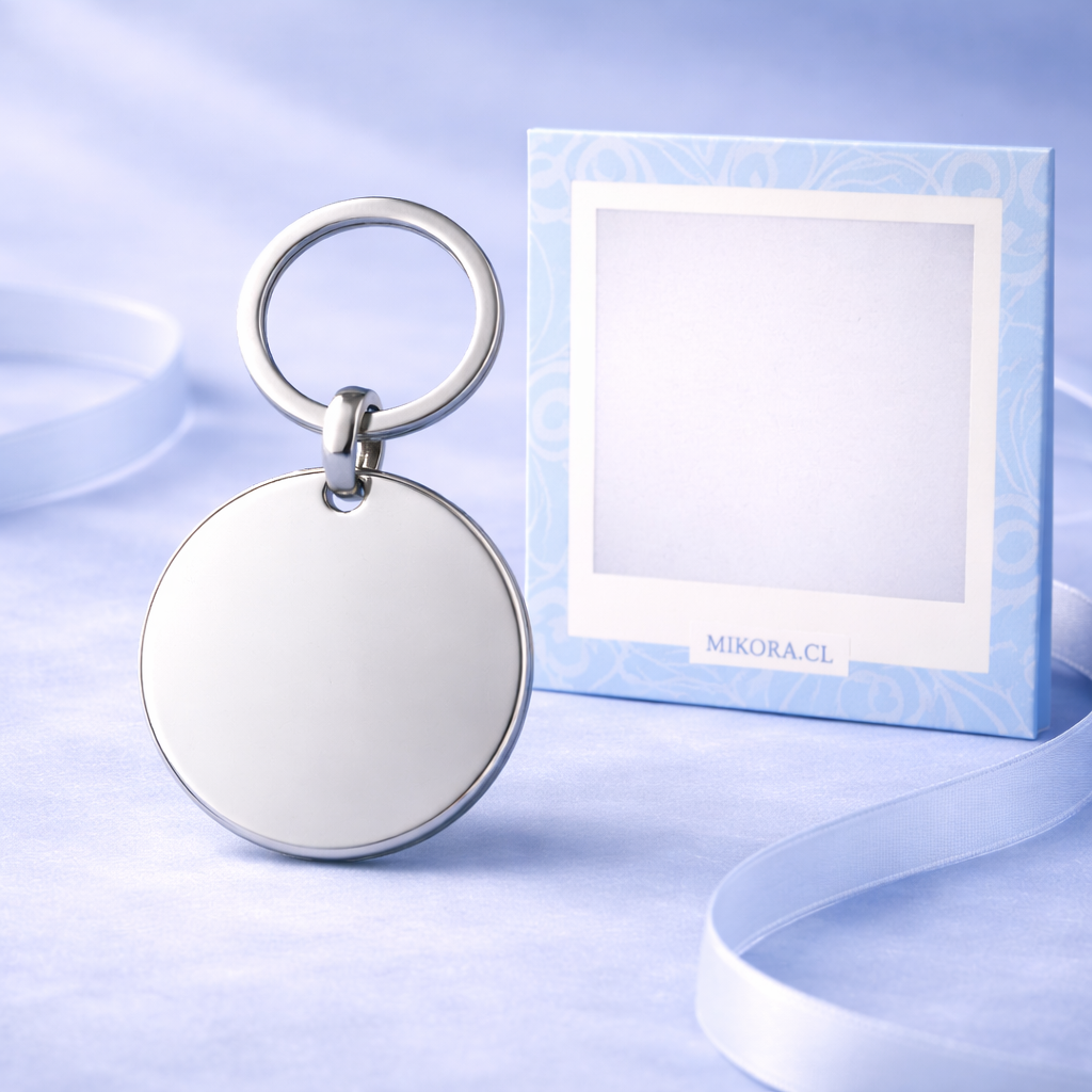 Llavero Personalizado Metálico Plateado 30mm + Foto Polaroid Gratis 🌟