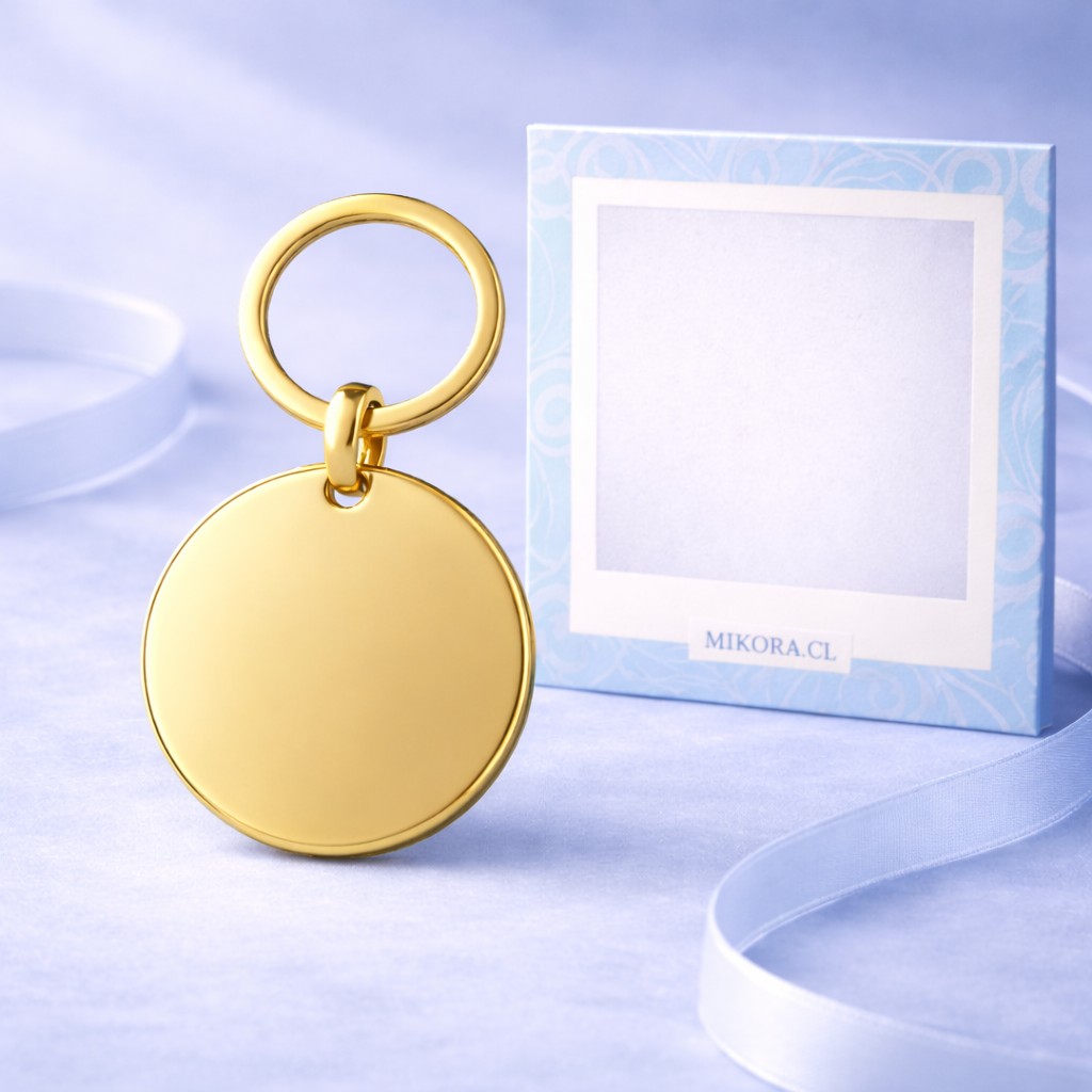 Llavero Personalizado Dorado 30mm + Foto Polaroid Gratis 🌟