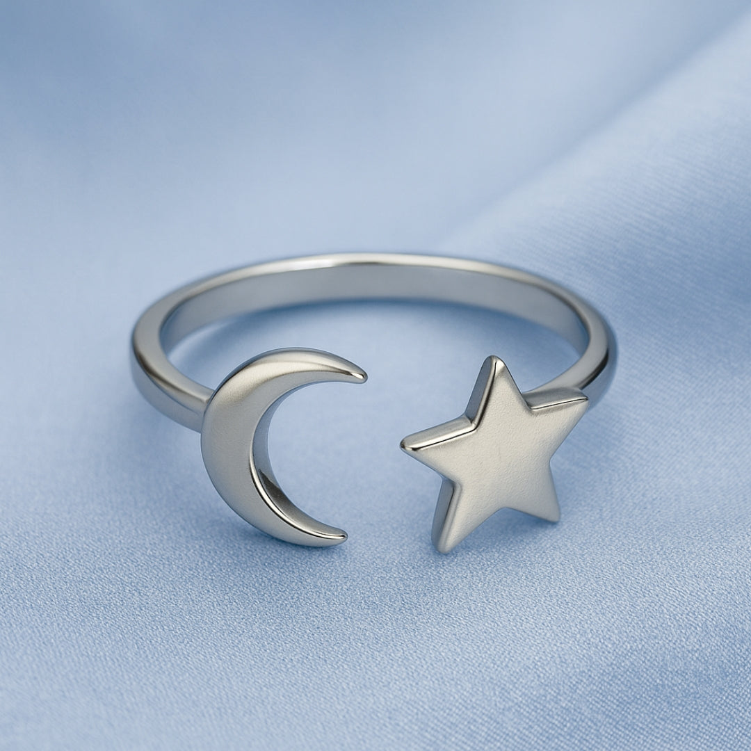 Anillo Estrella Luna Giratorio Ajustable: Alivia tu estrés y ansiedad 🧘♀️