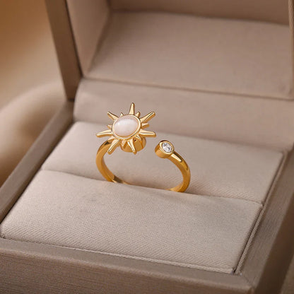 Anillo Sol Ópalo Giratorio