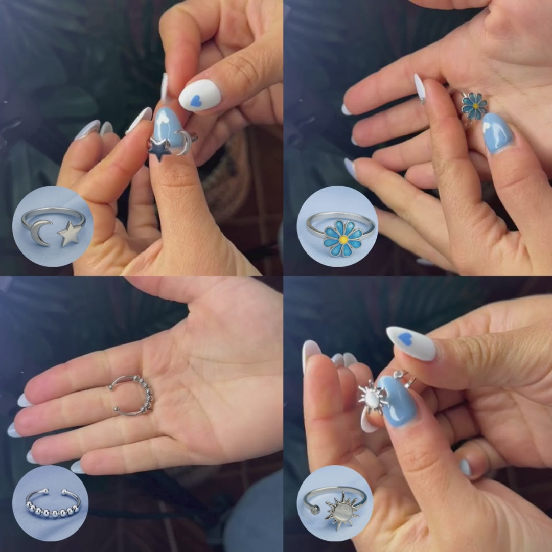 Anillo Estrella Luna Giratorio Ajustable: Alivia tu estrés y ansiedad 🧘♀️
