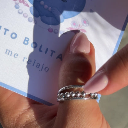 Anillo Plateado Bolitas Ajustable: Alivia tu estrés y ansiedad 🧘‍♀️