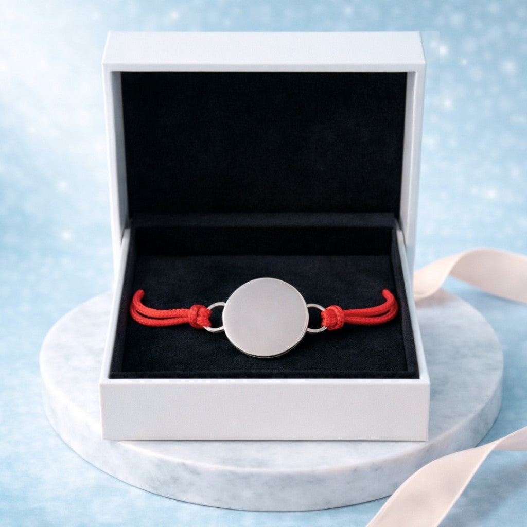 Pulsera Circular de Hilo Rojo Personalizada + Foto + Cajita Gratis 🌟